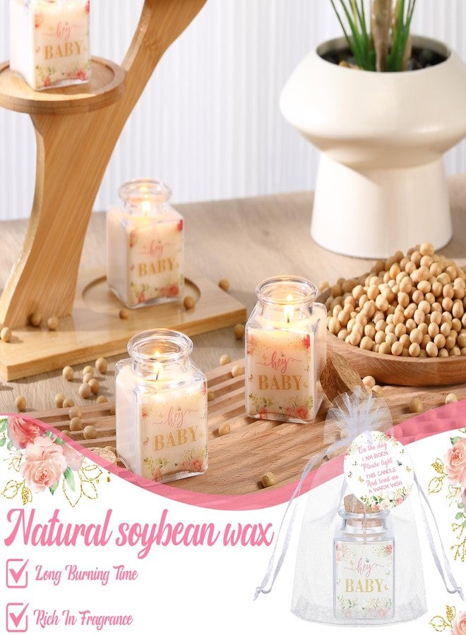 Reallnaive 24 Sets Baby Shower Candle Favors for Guests Including 1.5oz Unscented Jar Candles with Thank Tags and Return Gift Bags for Boy Girl Baby Shower Neutral Gender Reveal Party (Pink, Floral) - Image 3